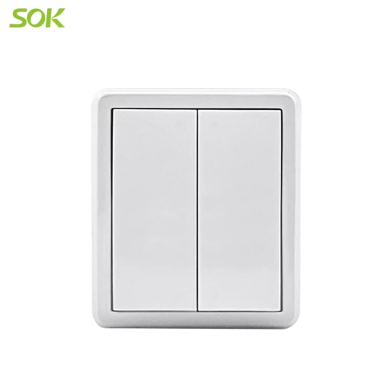 2 Gang 1 Way Light Switch With LED Indicator (Surface Mounted)