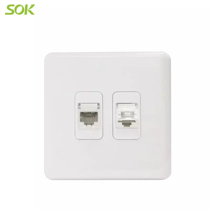 2 Gang RJ45 LAN Outlets With Door