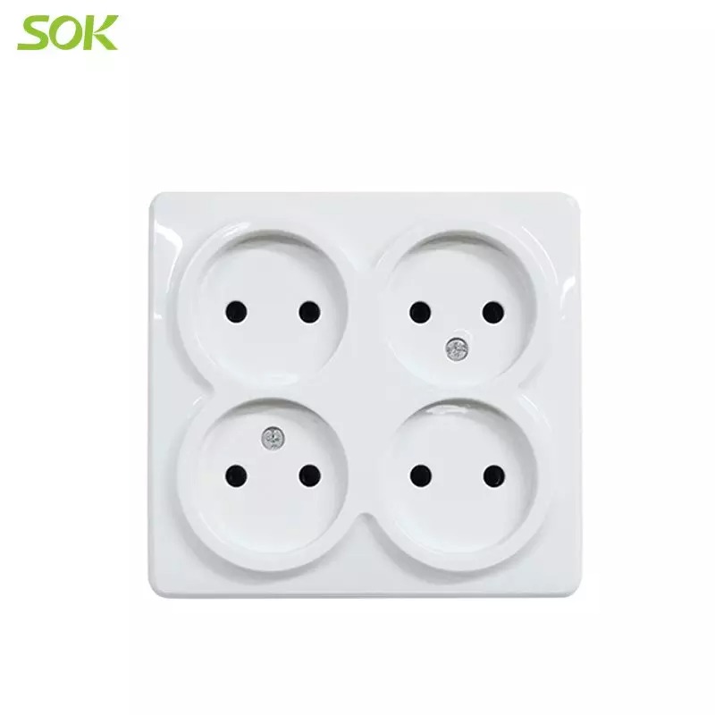 Quadriple 2 Round Pin Outlet without Shutter(Surface Mounted)