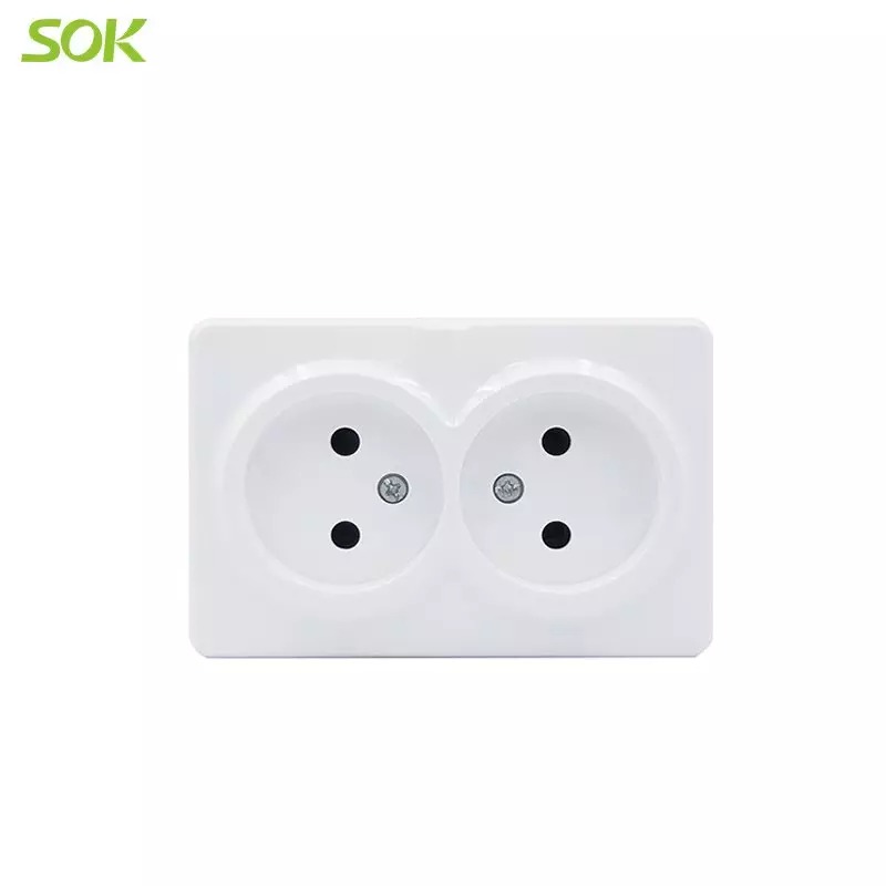 Twin 2 Round Pin Outlet without Shutter(Surface Mounted)