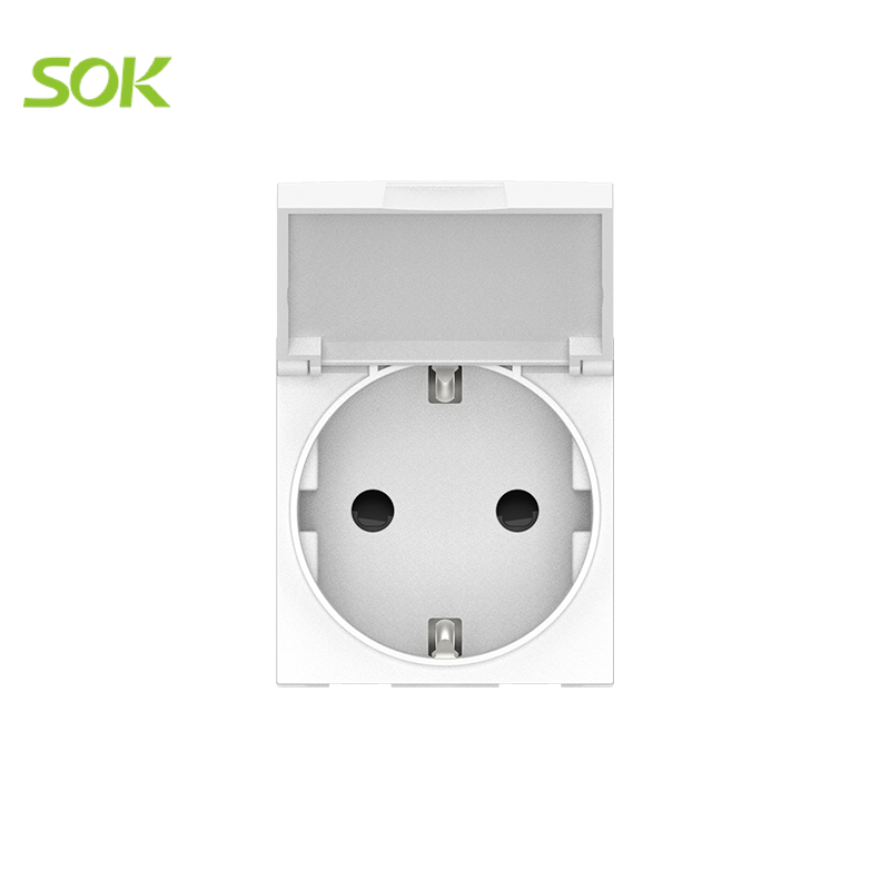 Schuko Socket with Lid with Safety Shutter
