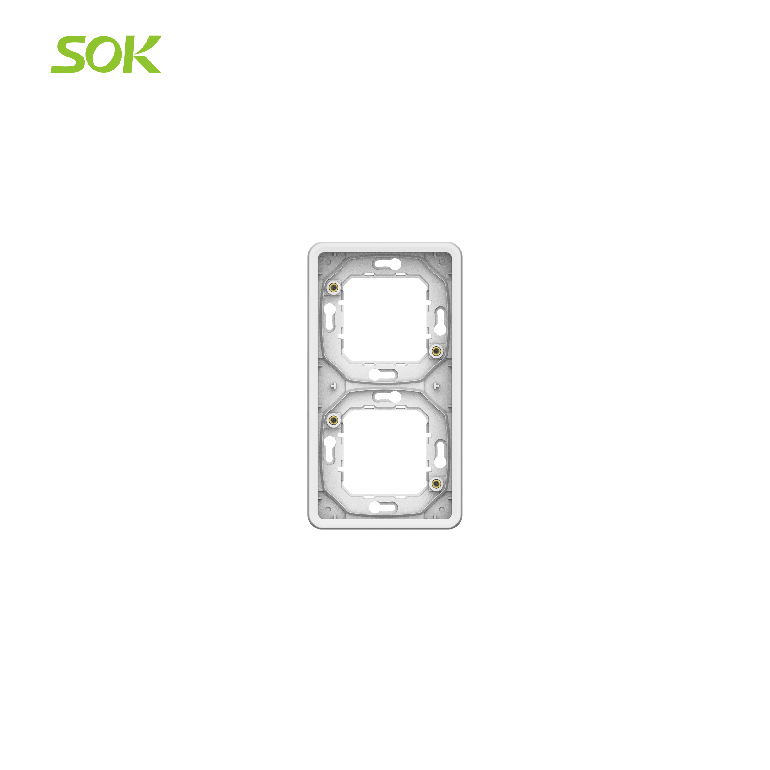 2 Gang Flush Mounting Frame with Back Cover without Mounting Claw (Vertical)