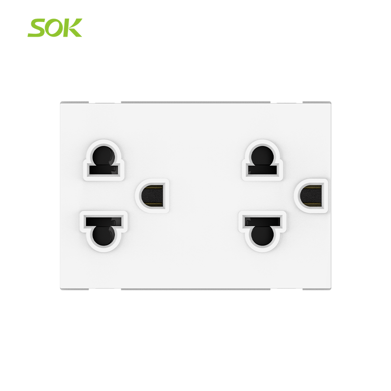 2-Gang US Power Socket Outlet Modular